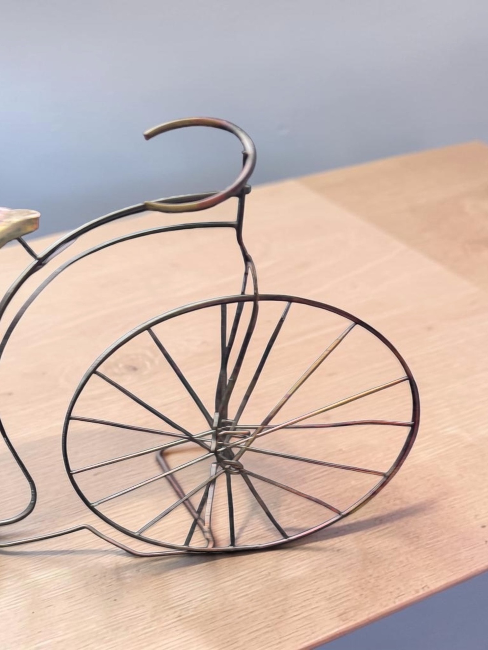 Vintage Wire Sculpture of a Penny-Farthing Bicycle